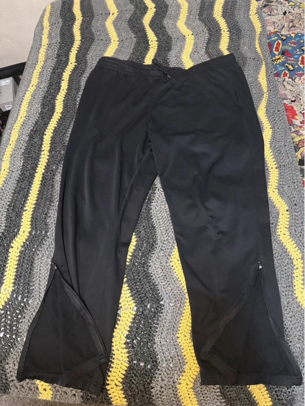 Men's Tonix Black Athletic Track Pants Warmup Joggers Ankle Zippers XL
